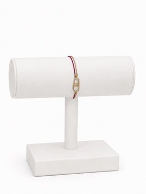 Red Cord Bracelet with Gold Link Accent & Chain